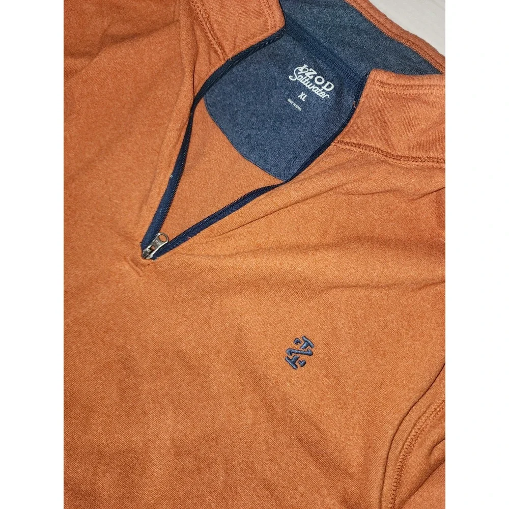 IZOD Saltwater Sweatshirt Sweater XL Orange 1/4 Zip Pullover  College Preppy